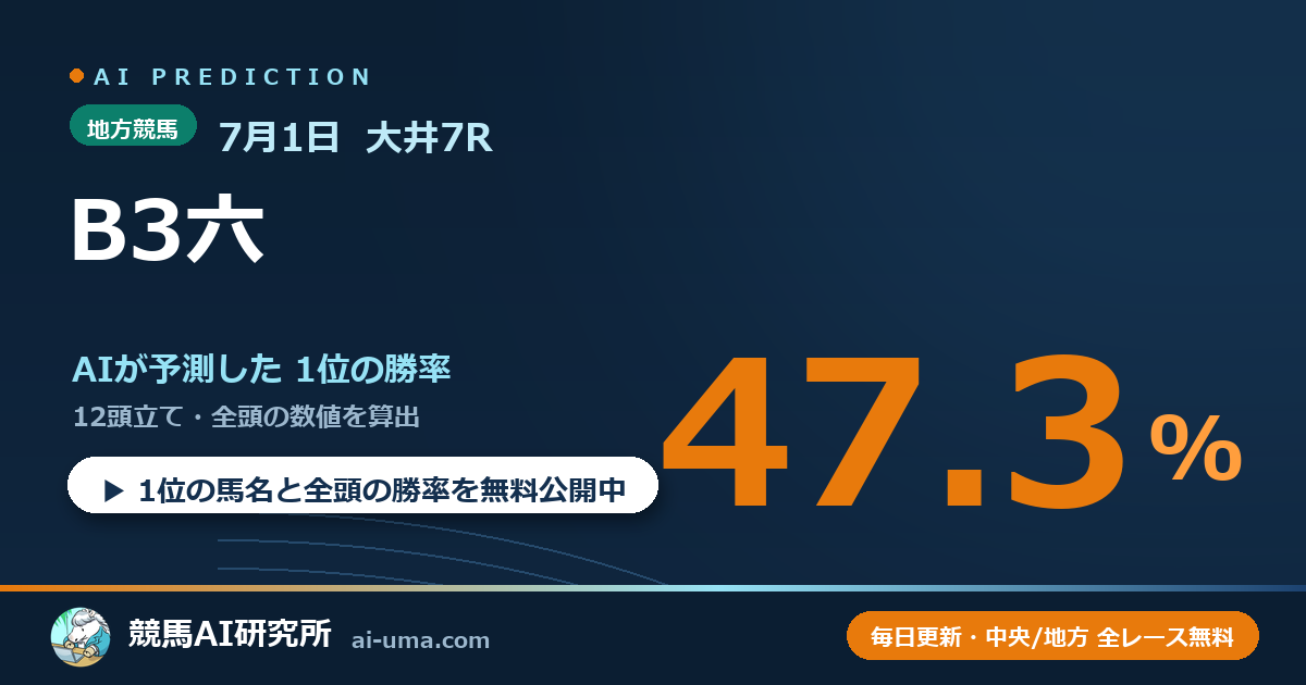 2026年7月1日 大井7R B3六