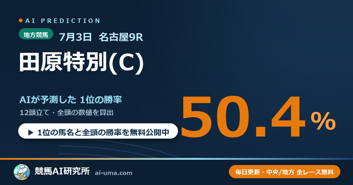 2026年7月3日 名古屋9R 田原特別(C)