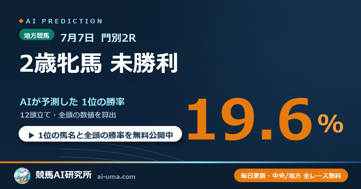 2026年7月7日 門別2R 2歳牝馬 未勝利