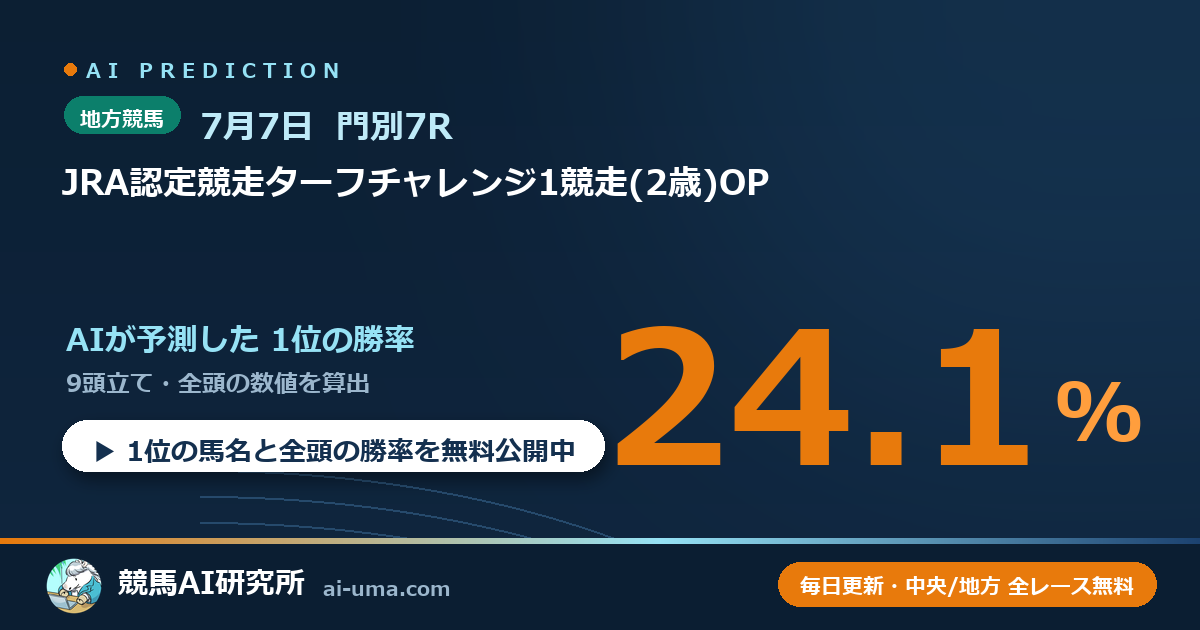 2026年7月7日 門別7R JRA認定競走ターフチャレンジ1競走(2歳)OP