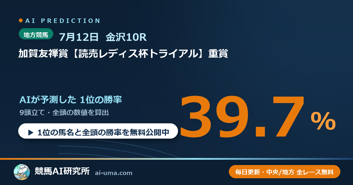 2026年7月12日 金沢10R 加賀友禅賞【読売レディス杯トライアル】重賞