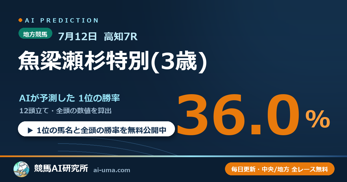 2026年7月12日 高知7R 魚梁瀬杉特別(3歳)