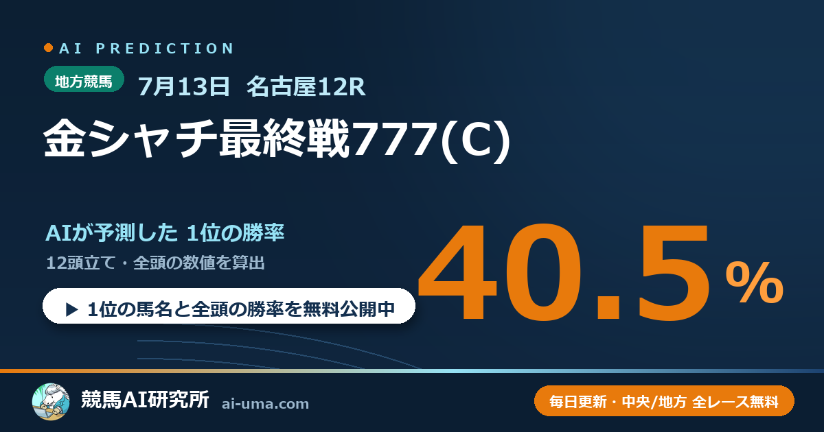 2026年7月13日 名古屋12R 金シャチ最終戦777(C)