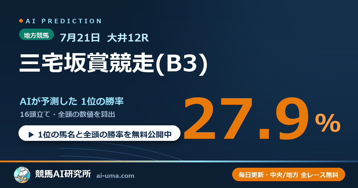 2026年7月21日 大井12R 三宅坂賞競走(B3)