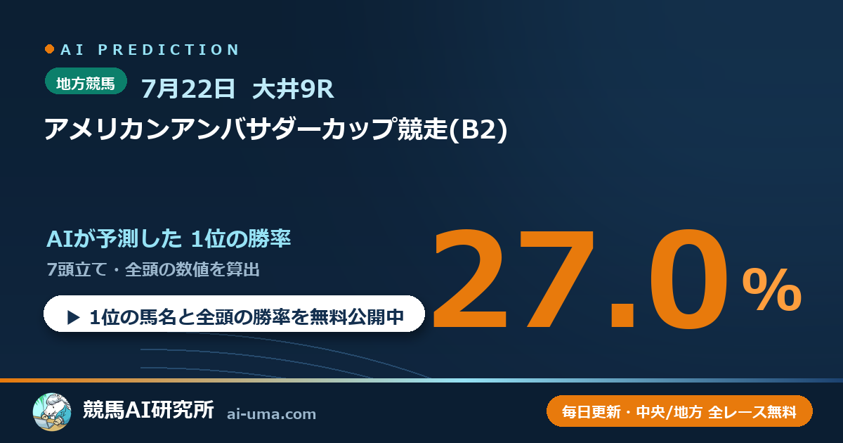 2026年7月22日 大井9R アメリカンアンバサダーカップ競走(B2)