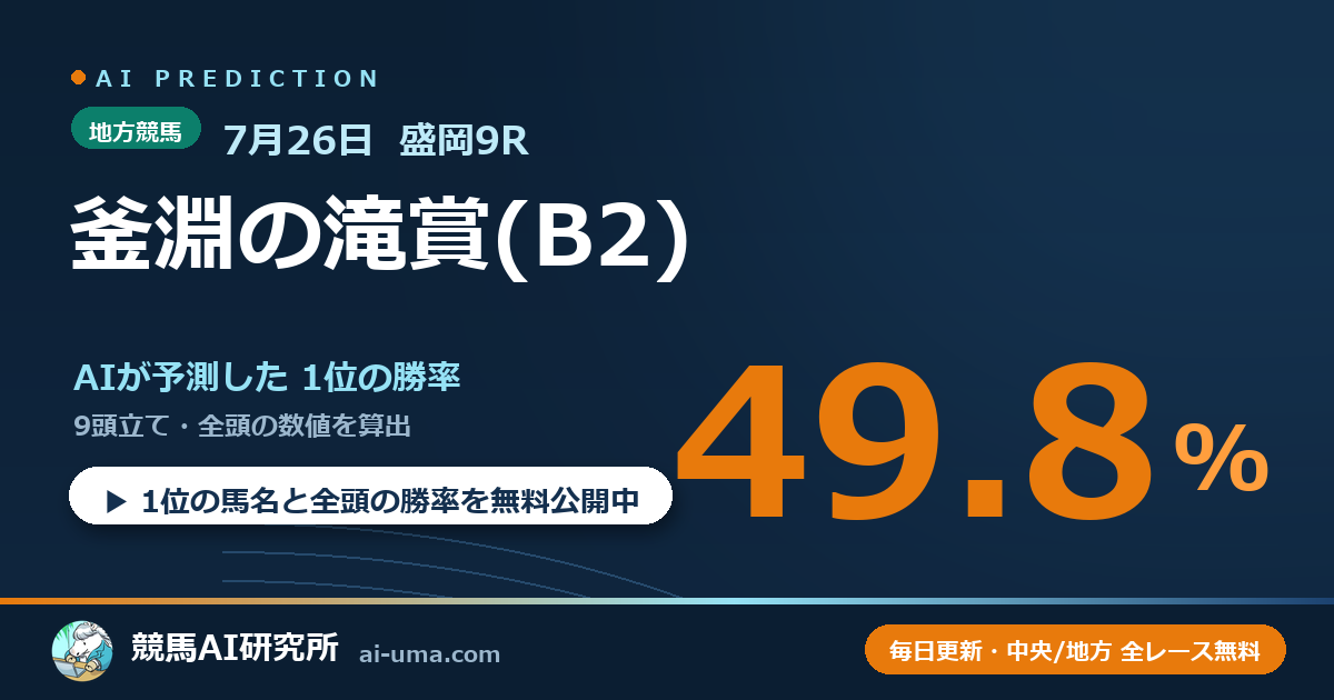 2026年7月26日 盛岡9R 釜淵の滝賞(B2)