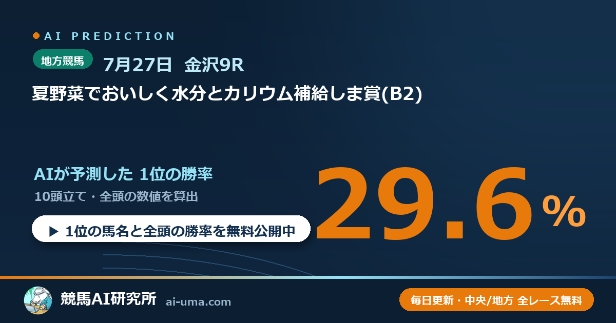 2026年7月27日 金沢9R 夏野菜でおいしく水分とカリウム補給しま賞(B2)