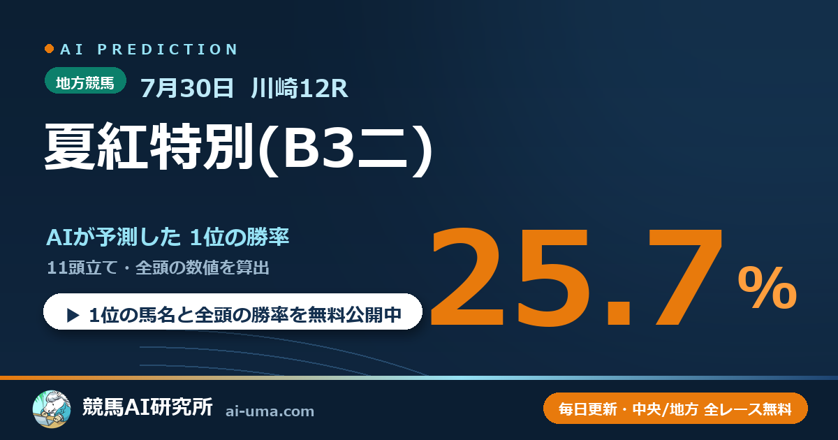 2026年7月30日 川崎12R 夏紅特別(B3二)