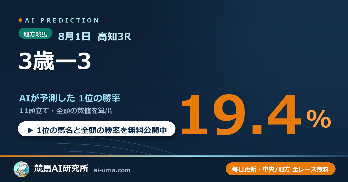 2026年8月1日 高知3R 3歳ー3