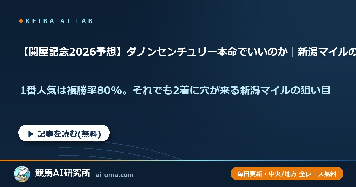 【関屋記念2026予想】ダノンセンチュリー本命でいいのか｜新潟マイルの狙い目