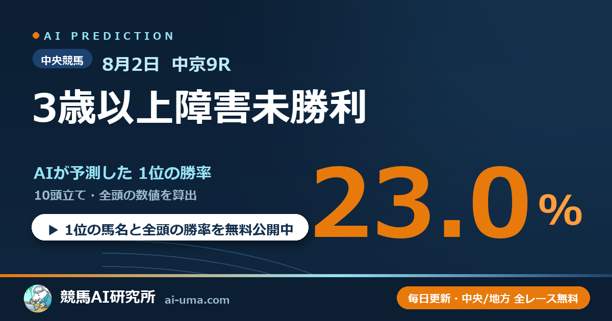 2026年8月2日 中京9R 3歳以上障害未勝利