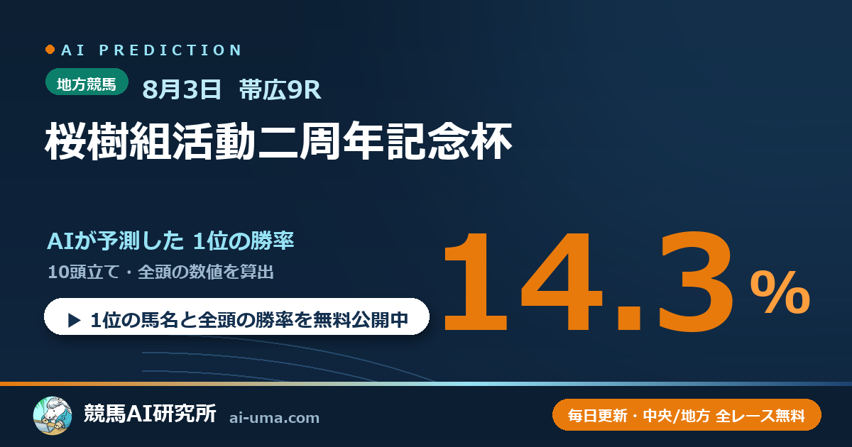 2026年8月3日 帯広9R 桜樹組活動二周年記念杯