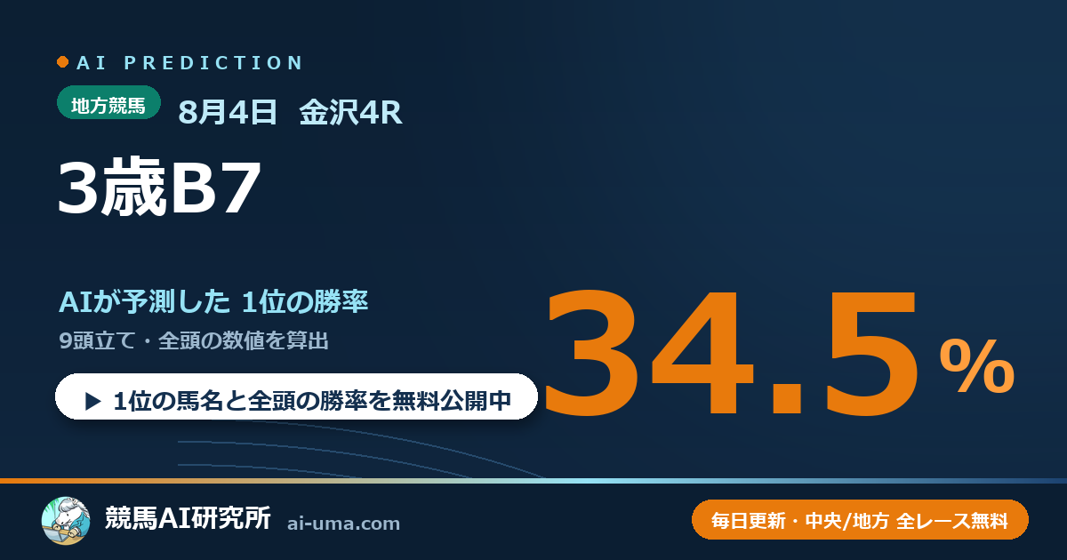 2026年8月4日 金沢4R 3歳B7