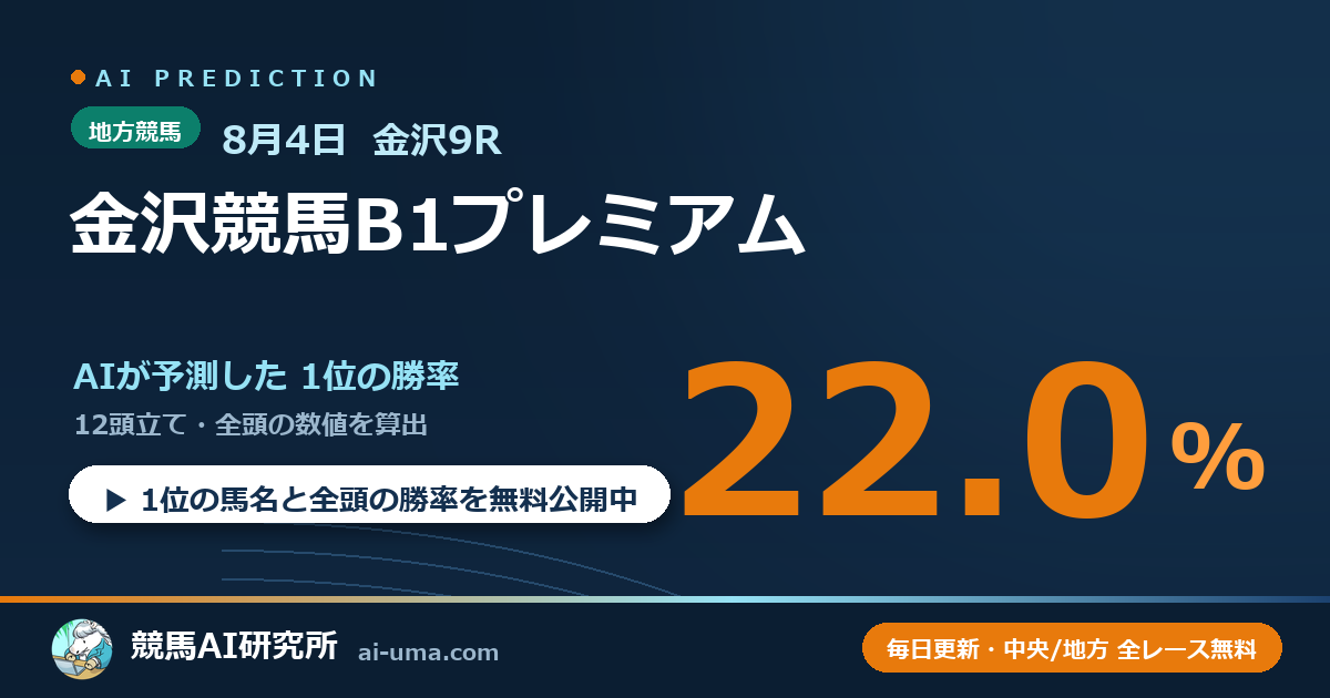 2026年8月4日 金沢9R 金沢競馬B1プレミアム