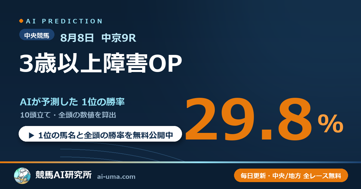 2026年8月8日 中京9R 3歳以上障害OP