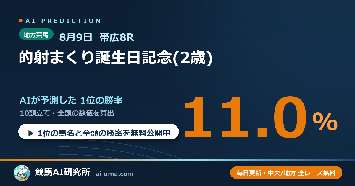 2026年8月9日 帯広8R 的射まくり誕生日記念(2歳)