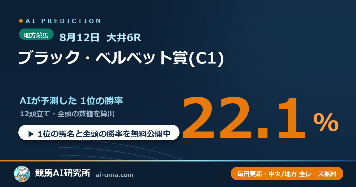 2026年8月12日 大井6R ブラック・ベルベット賞(C1)