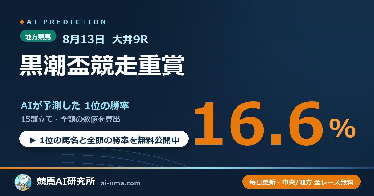 2026年8月13日 大井9R 黒潮盃競走重賞