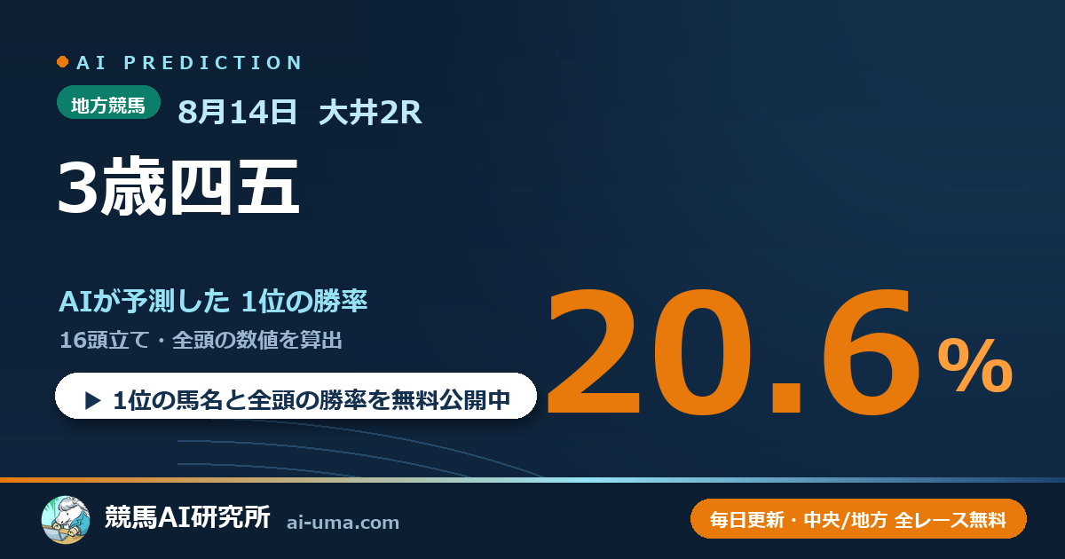 2026年8月14日 大井2R 3歳四五