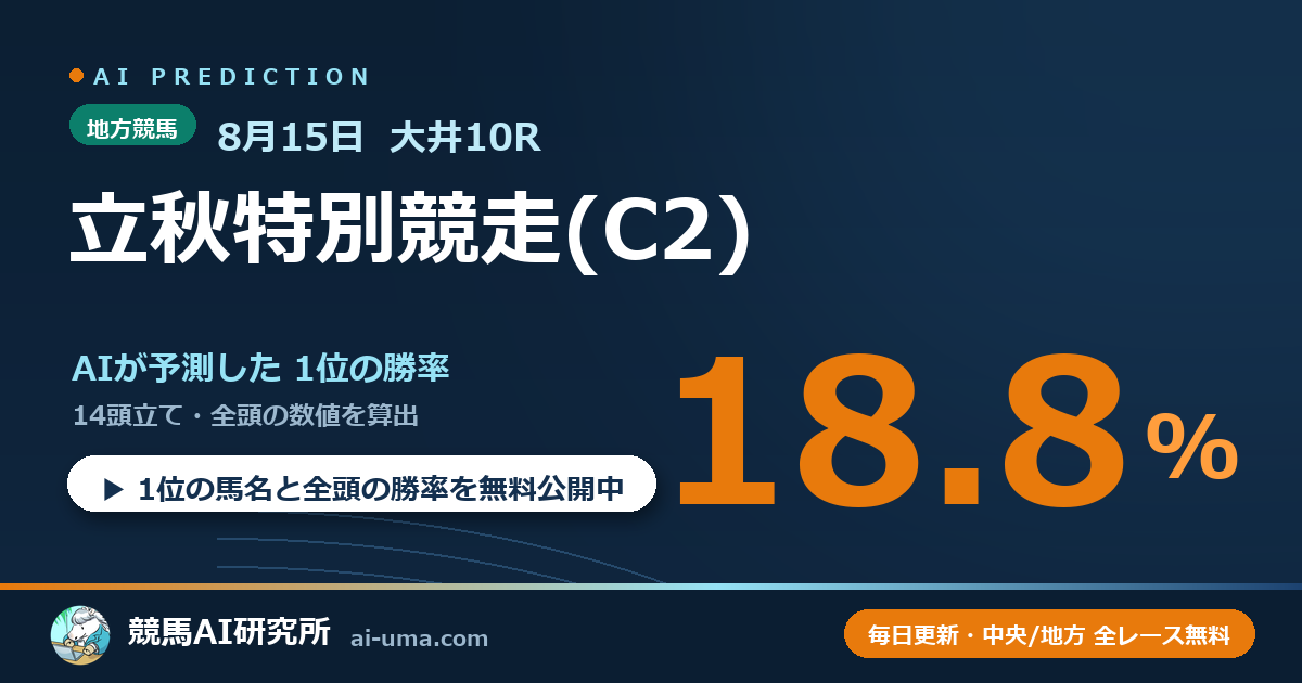 2026年8月15日 大井10R 立秋特別競走(C2)