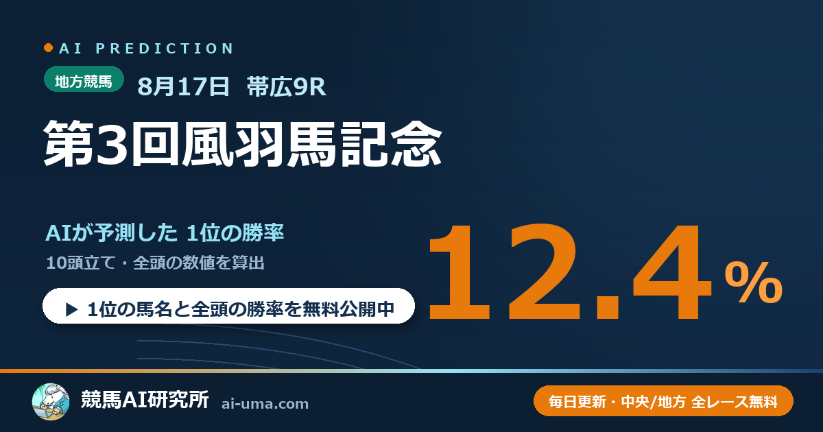 2026年8月17日 帯広9R 第3回風羽馬記念