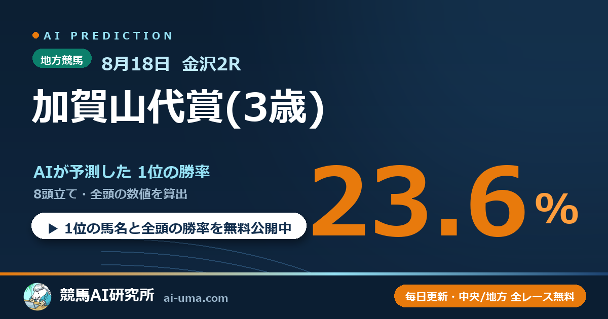 2026年8月18日 金沢2R 加賀山代賞(3歳)