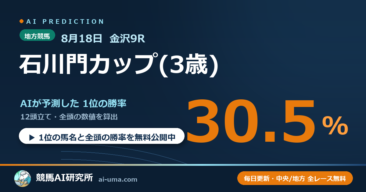 2026年8月18日 金沢9R 石川門カップ(3歳)