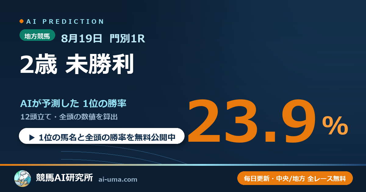 2026年8月19日 門別1R 2歳 未勝利