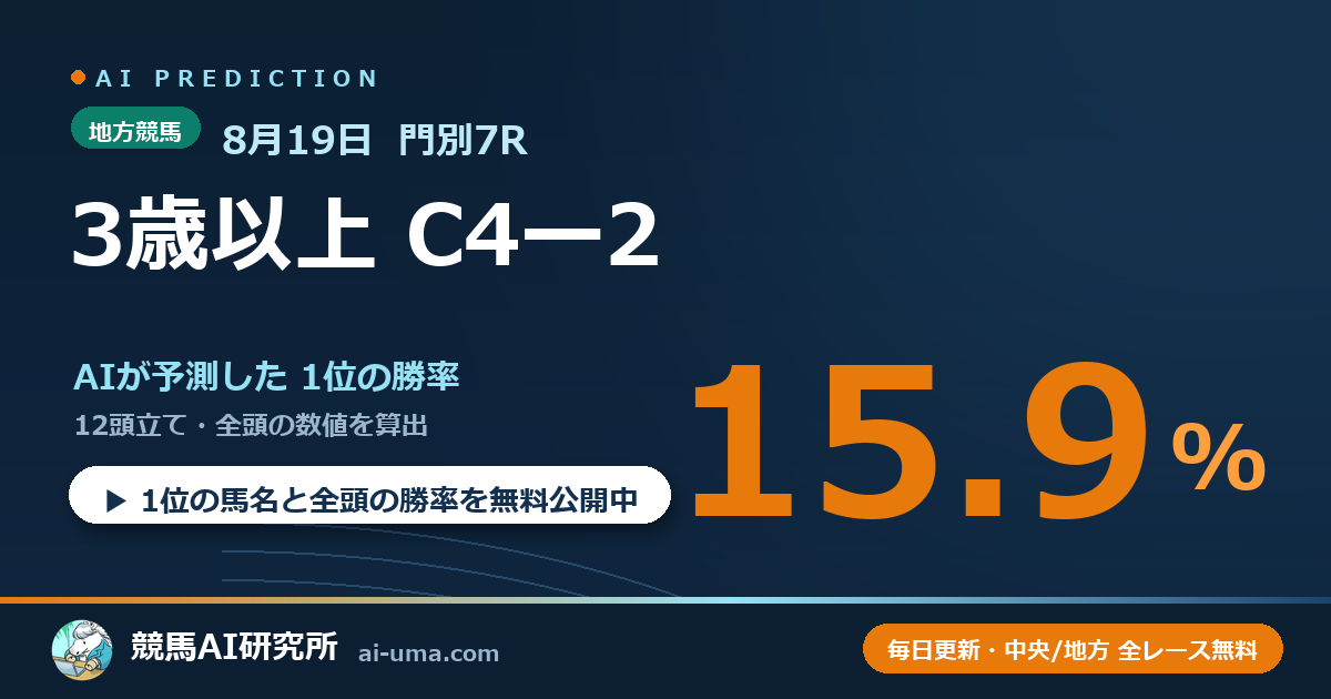 2026年8月19日 門別7R 3歳以上 C4ー2