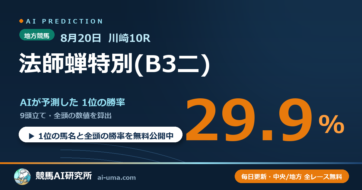 2026年8月20日 川崎10R 法師蝉特別(B3二)