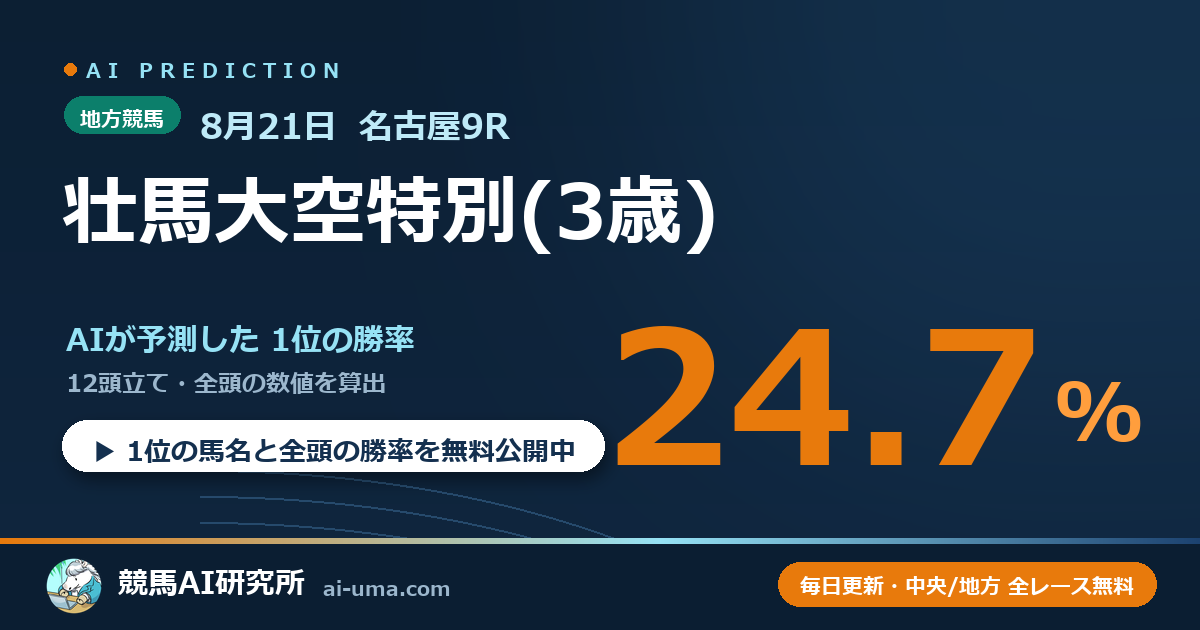 2026年8月21日 名古屋9R 壮馬大空特別(3歳)