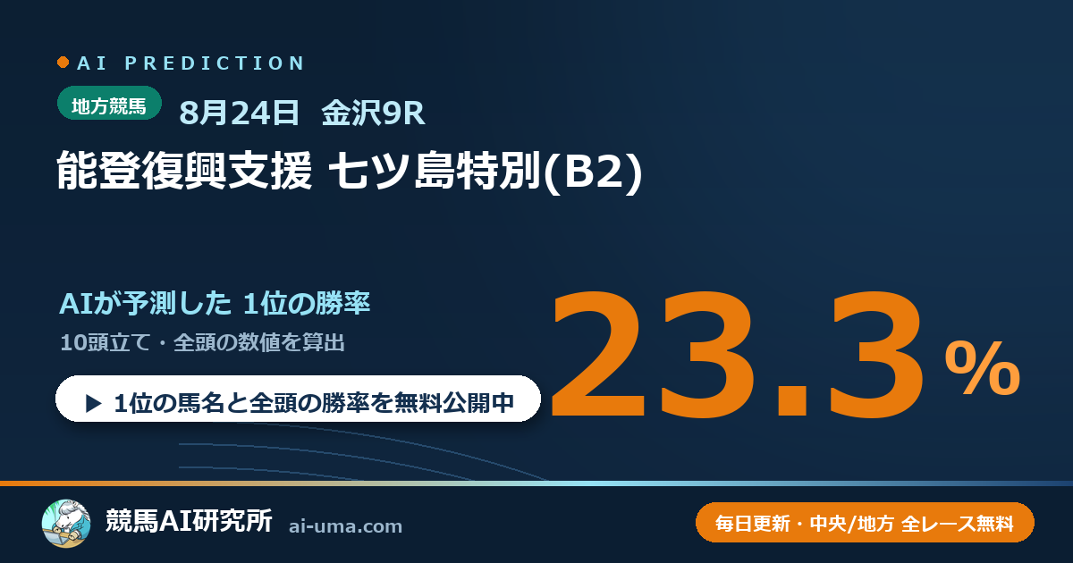 2026年8月24日 金沢9R 能登復興支援 七ツ島特別(B2)