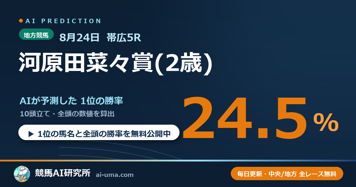2026年8月24日 帯広5R 河原田菜々賞(2歳)