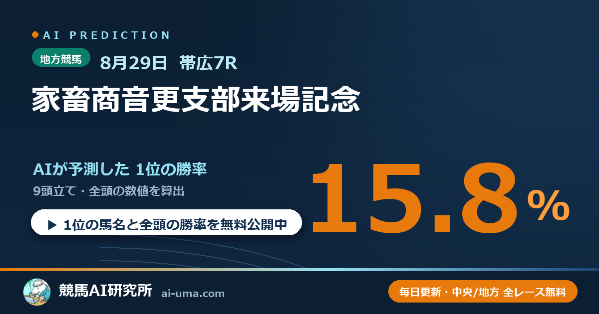 2026年8月29日 帯広7R 家畜商音更支部来場記念