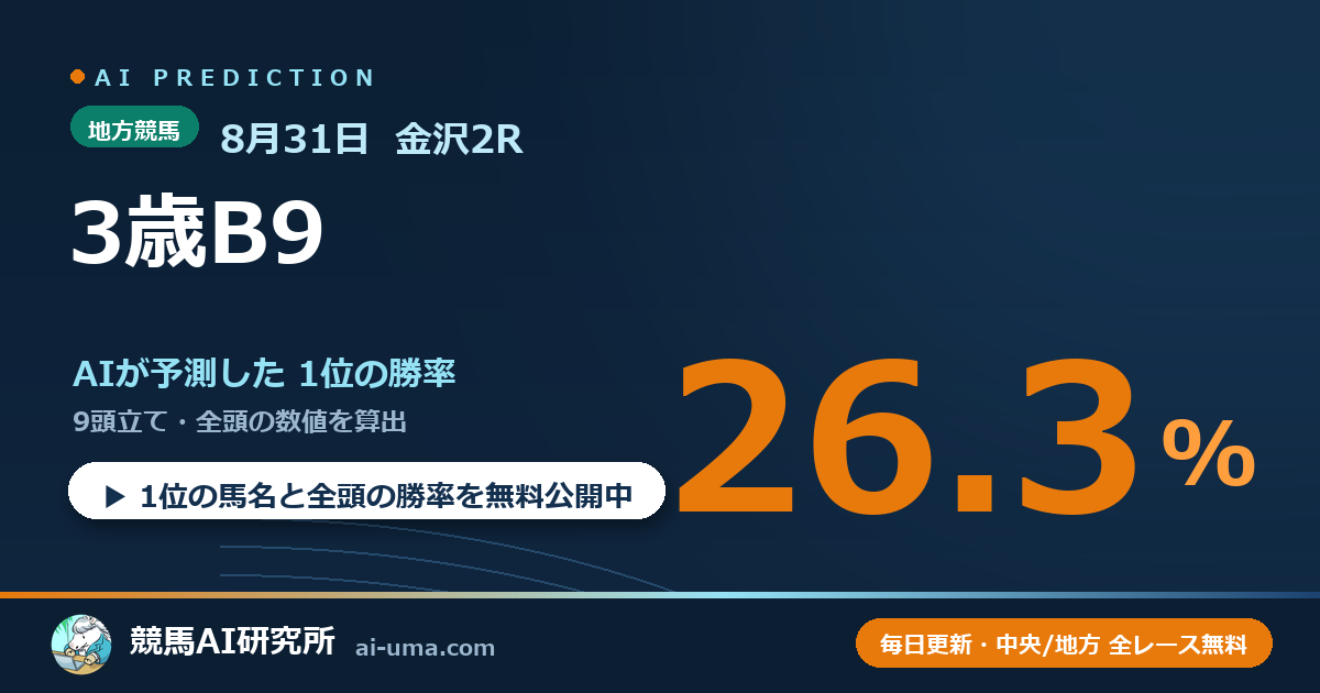 2026年8月31日 金沢2R 3歳B9