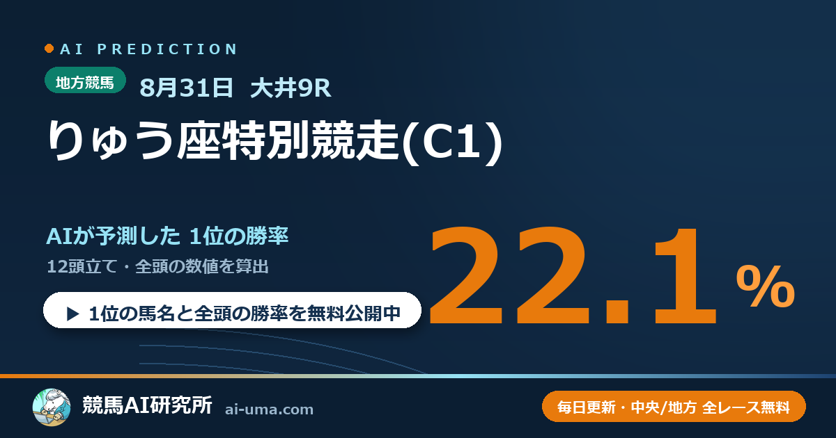 2026年8月31日 大井9R りゅう座特別競走(C1)