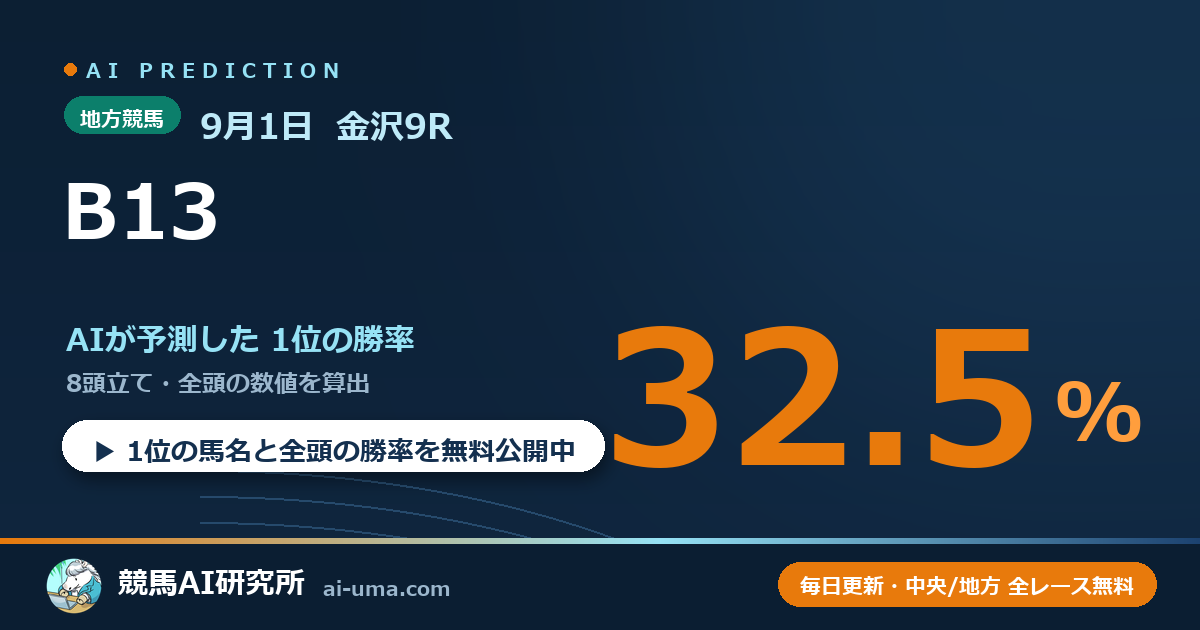 2026年9月1日 金沢9R B13