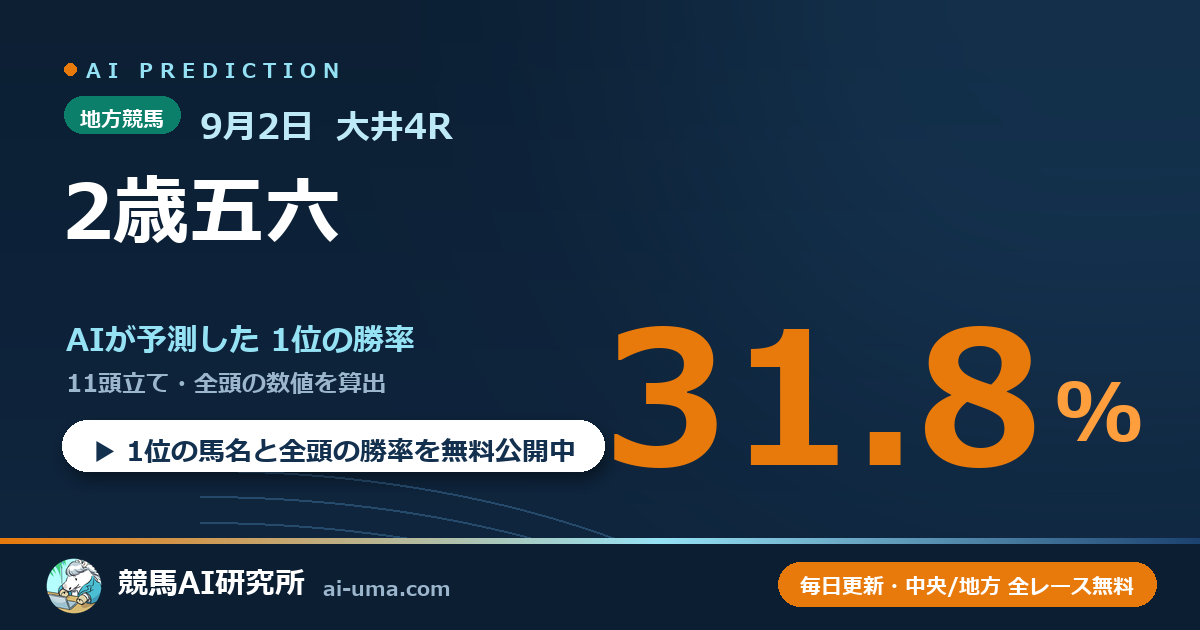 2026年9月2日 大井4R 2歳五六