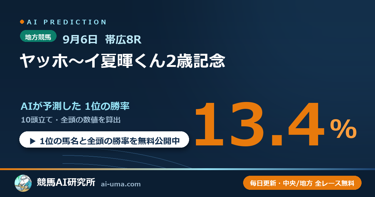 2026年9月6日 帯広8R ヤッホ～イ夏暉くん2歳記念