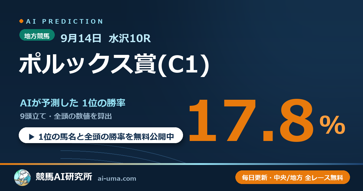 2026年9月14日 水沢10R ポルックス賞(C1)