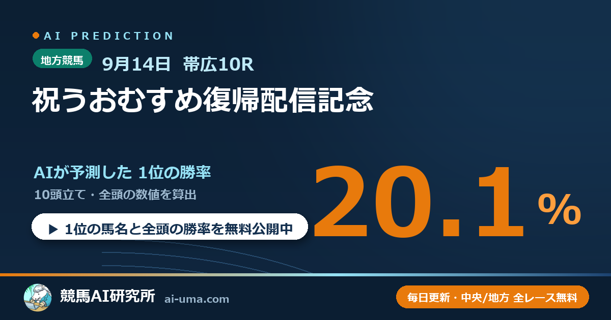 2026年9月14日 帯広10R 祝うおむすめ復帰配信記念