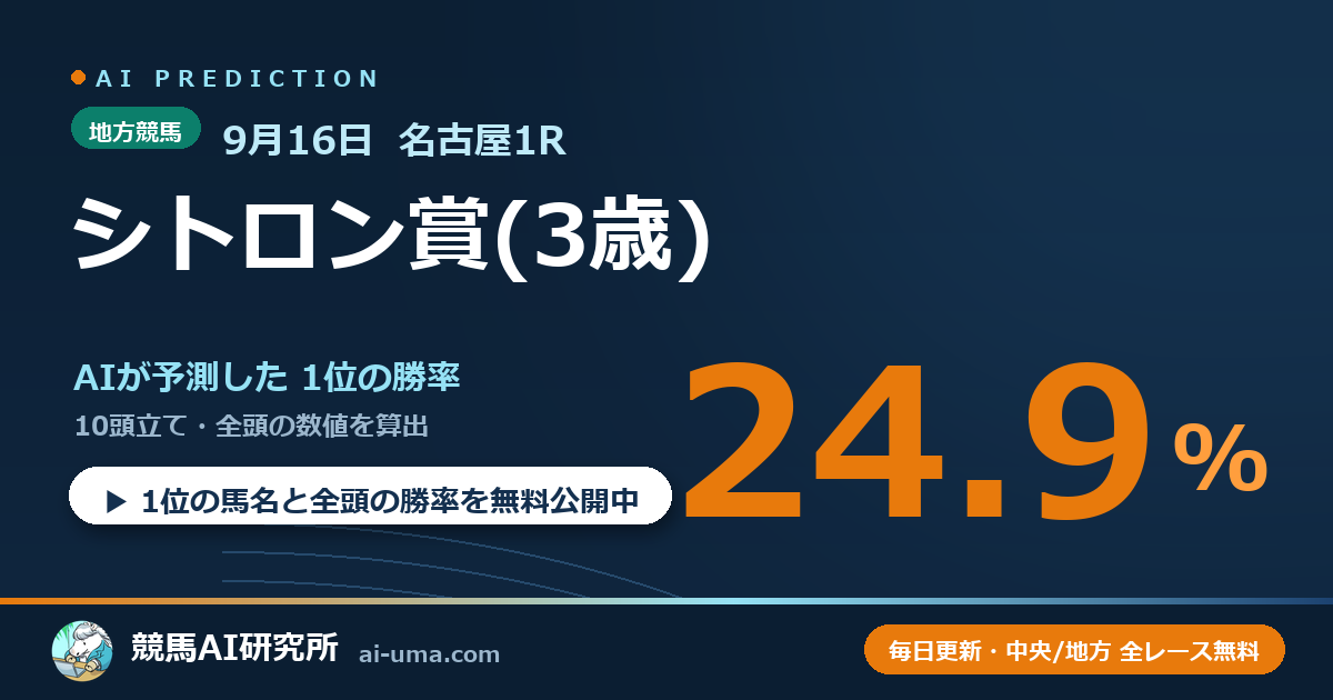 2026年9月16日 名古屋1R シトロン賞(3歳)