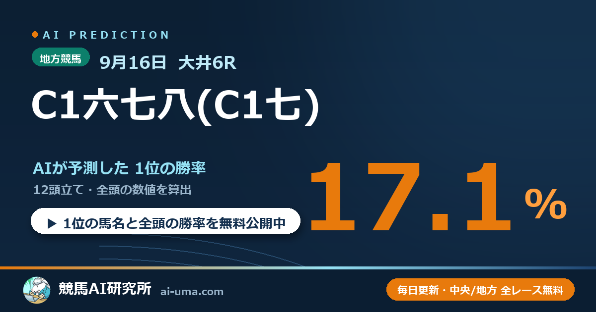 2026年9月16日 大井6R C1六七八(C1七)