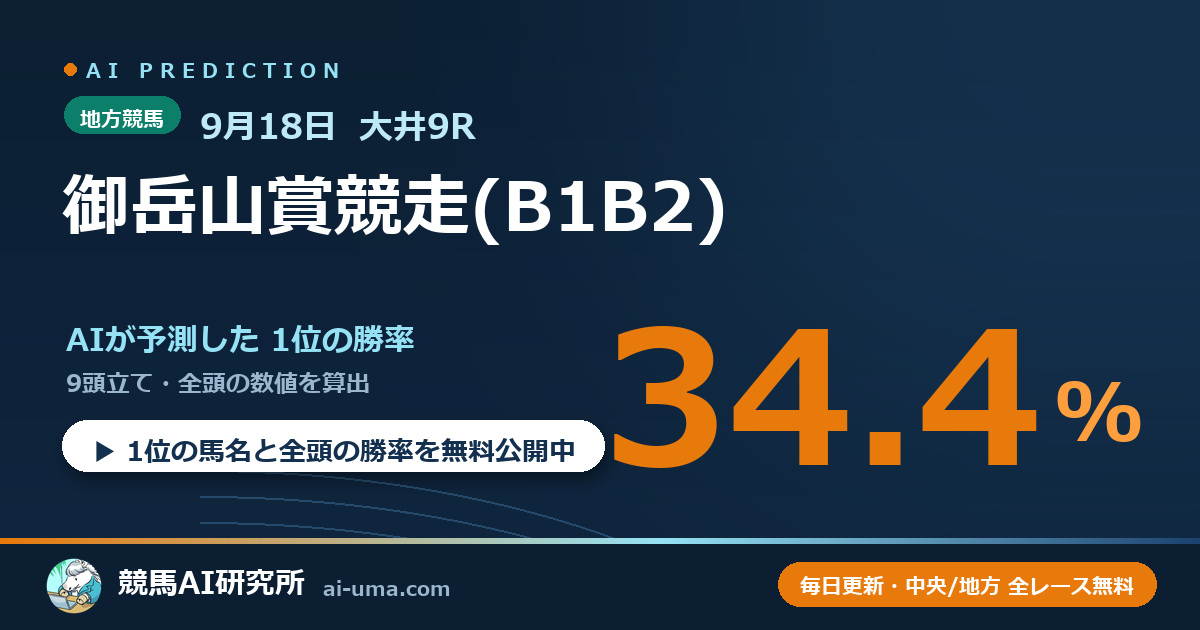 2026年9月18日 大井9R 御岳山賞競走(B1B2)