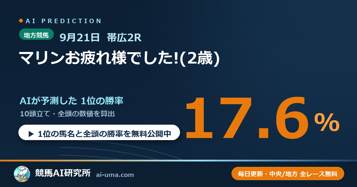 2026年9月21日 帯広2R マリンお疲れ様でした!(2歳)