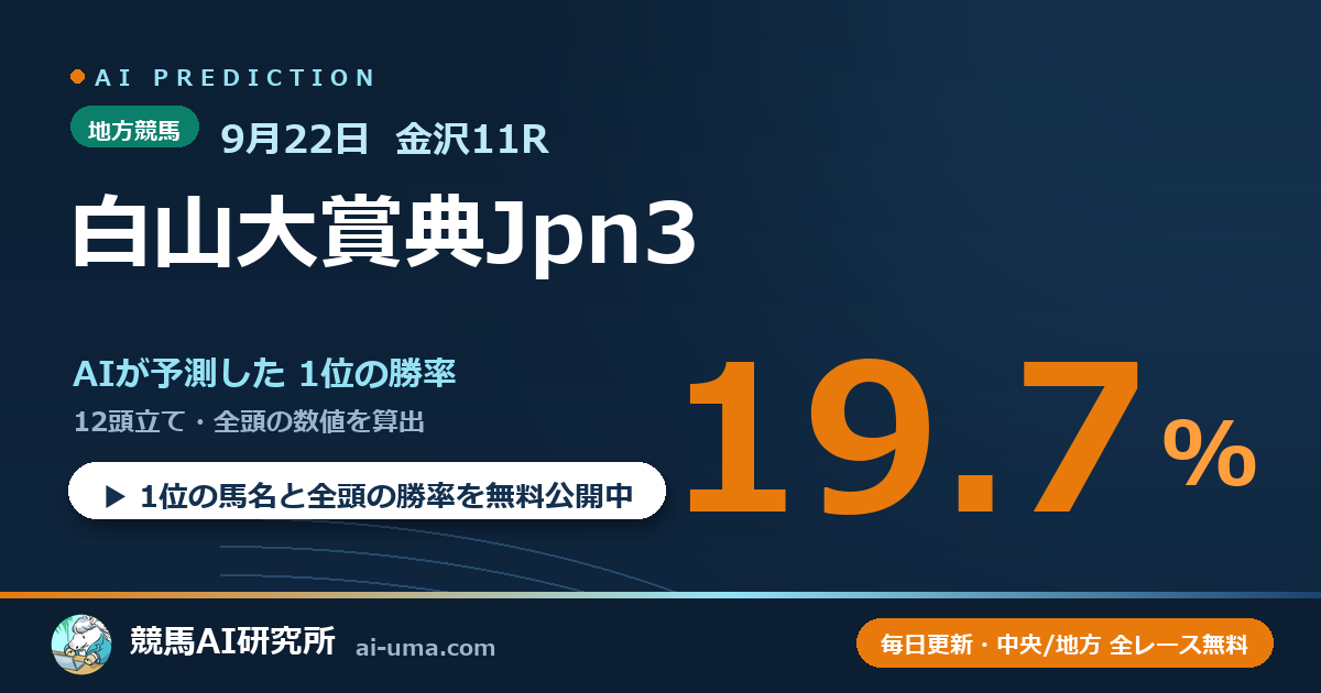 2026年9月22日 金沢11R 白山大賞典Jpn3