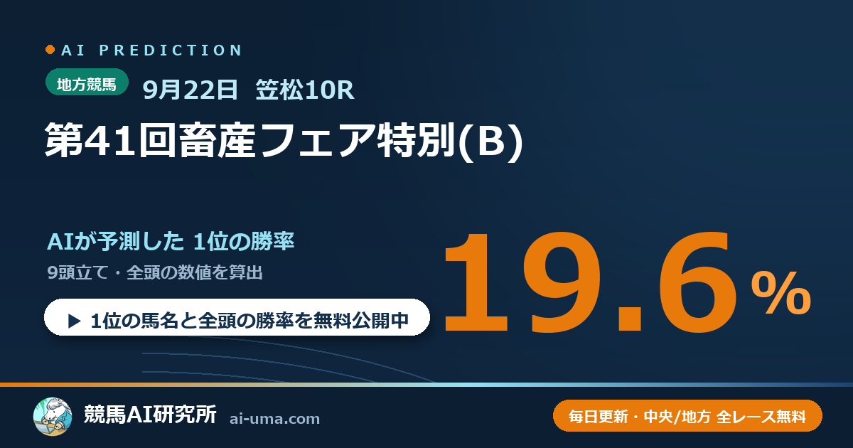 2026年9月22日 笠松10R 第41回畜産フェア特別(B)
