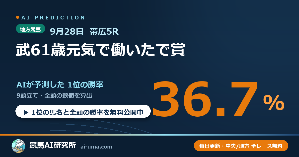 2026年9月28日 帯広5R 武61歳元気で働いたで賞