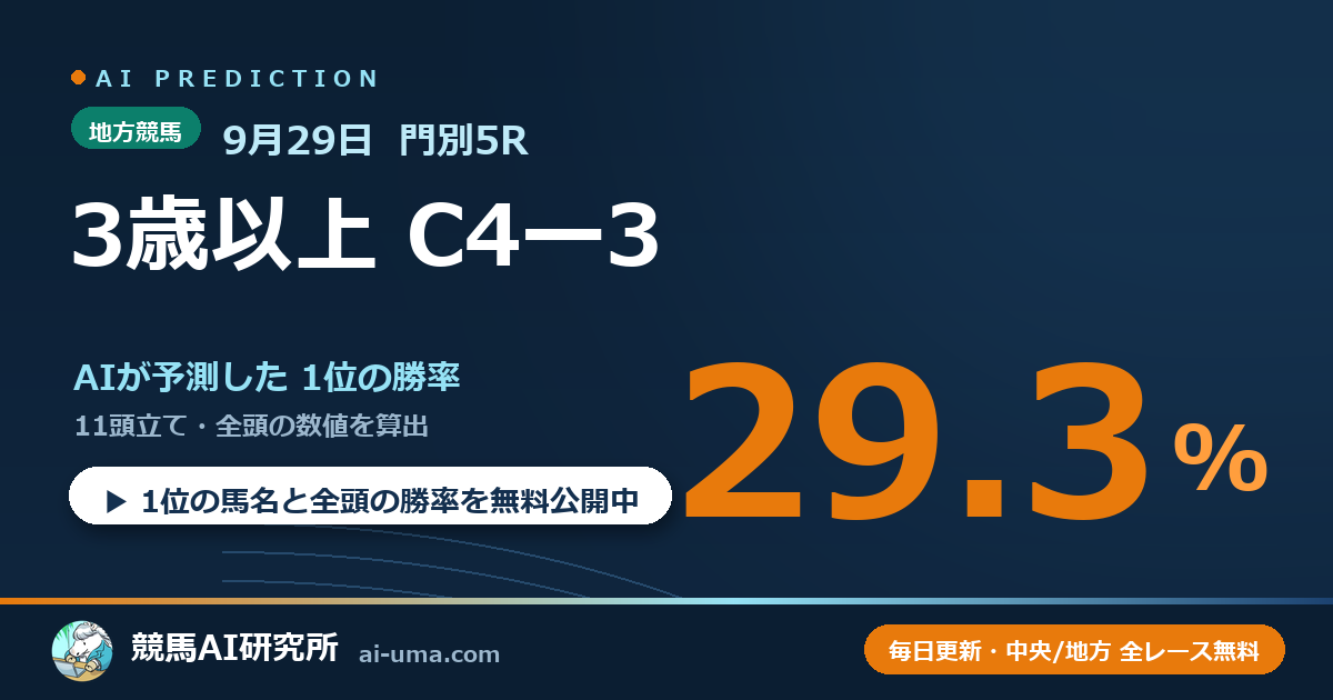 2026年9月29日 門別5R 3歳以上 C4ー3