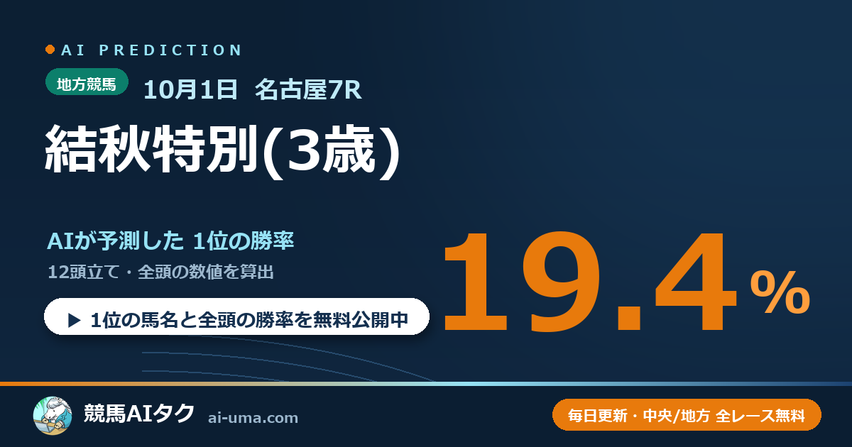 2026年10月1日 名古屋7R 結秋特別(3歳)